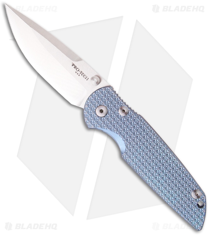 Pro-Tech Custom TR-3 Integrity Frame Lock Knife Blue Ti (3.5" Stonewash) 7725-SW