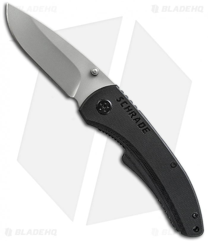 Schrade SCH101L Large Drop Point Folding Knife (3" Bead Blast Plain)