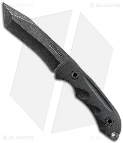 Schrade SCHF12 Knife Modified Tanto Fixed Blade (4.9" Black Plain)