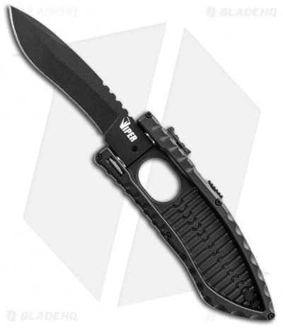 Schrade Large Drop Point Viper 2 Side Opening Knife (3.5" Black) SCHSA2DB