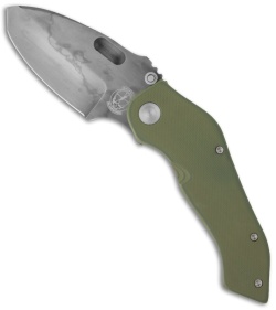 Sniper Bladeworks DMF Framelock Folder Green G-10 Knife (3.5" Hamon)