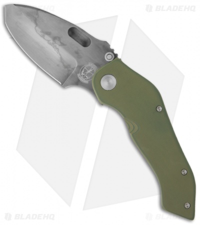 Sniper Bladeworks DMF Framelock Folder Green G-10 Knife (3.5" Hamon)