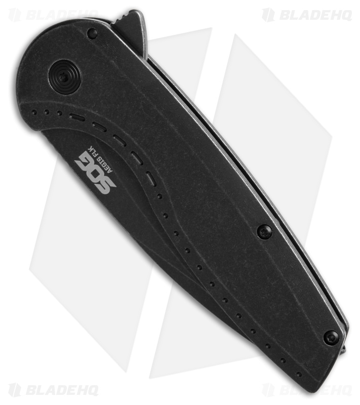 SOG Aegis FLK 2.0 Frame Lock Knife Black Steel (3.5" Black Stonewash)