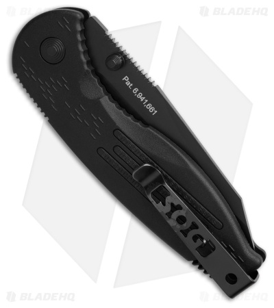 SOG Aegis Tanto Spring Assisted Knife (3.5" Black Serr) AE-04