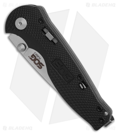 SOG Flash I Assisted Opening Knife Black Zytel (2.5" Satin Serr) FSA-97