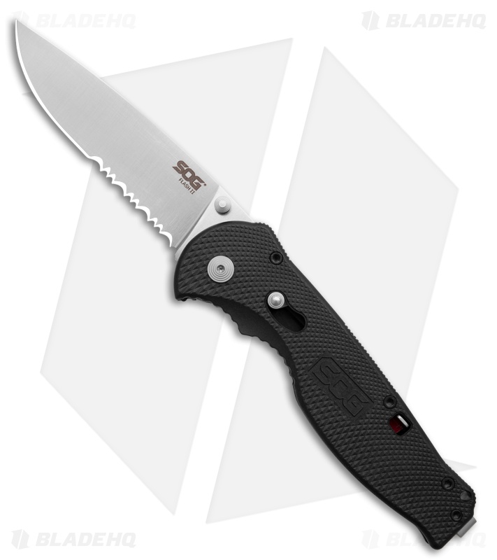 SOG Flash II Assisted Opening Knife Black Zytel (3.5" Satin Serr) FSA-98