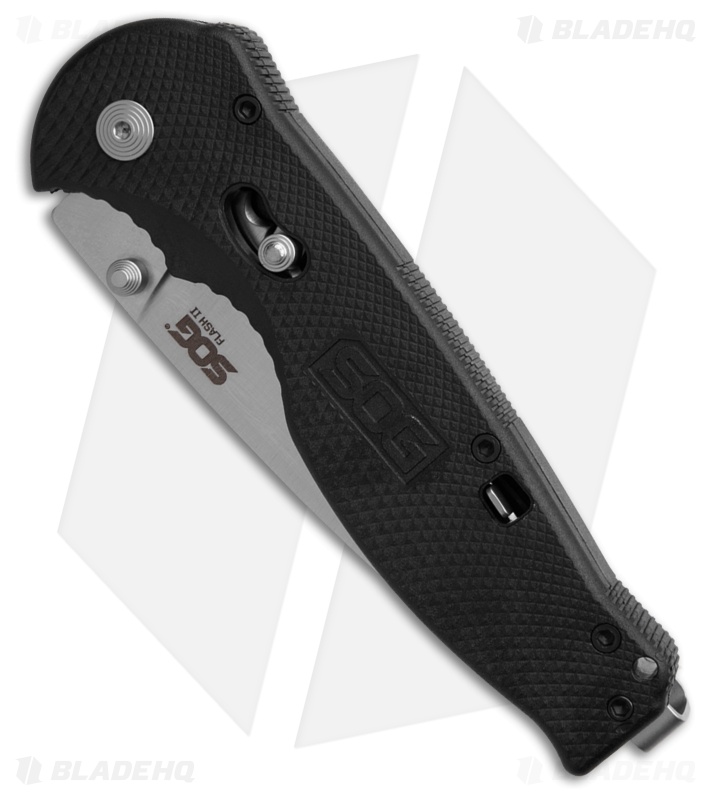 SOG Flash II Assisted Opening Knife Black Zytel (3.5" Satin Serr) FSA-98