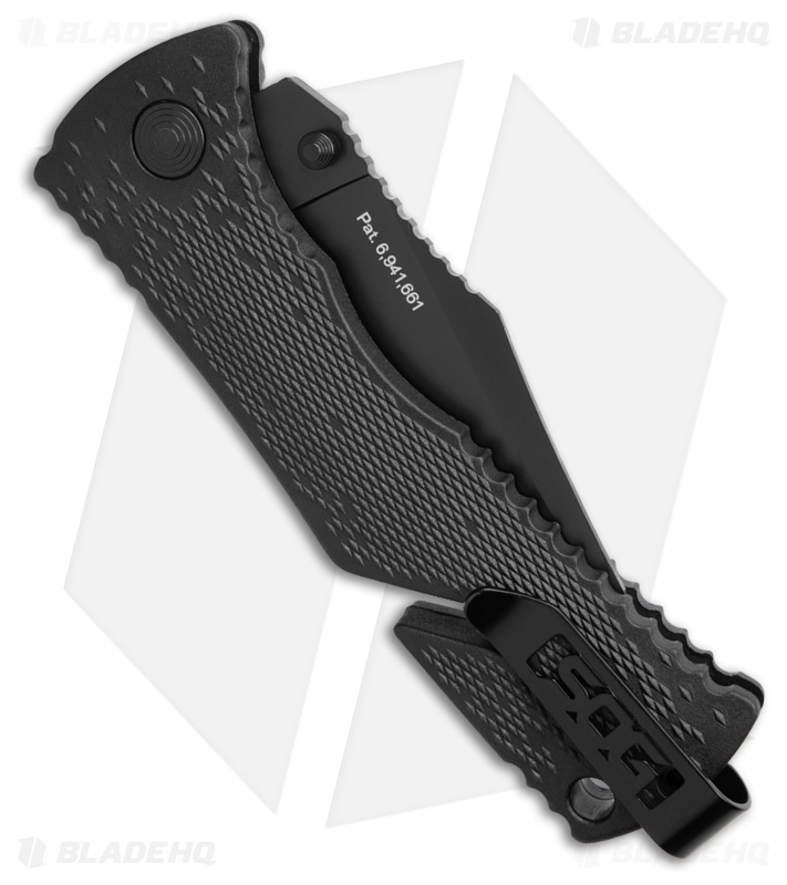 SOG Trident Elite Piston Lock Assisted Opening Knife (3.75" Black Serr) TF-1