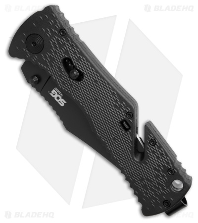 SOG Trident Elite Piston Lock Assisted Opening Knife (3.75" Black Serr) TF-1