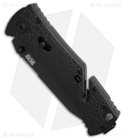 SOG Trident Mini Tanto Assisted Opening Knife (3.15" Black Plain) TF-27