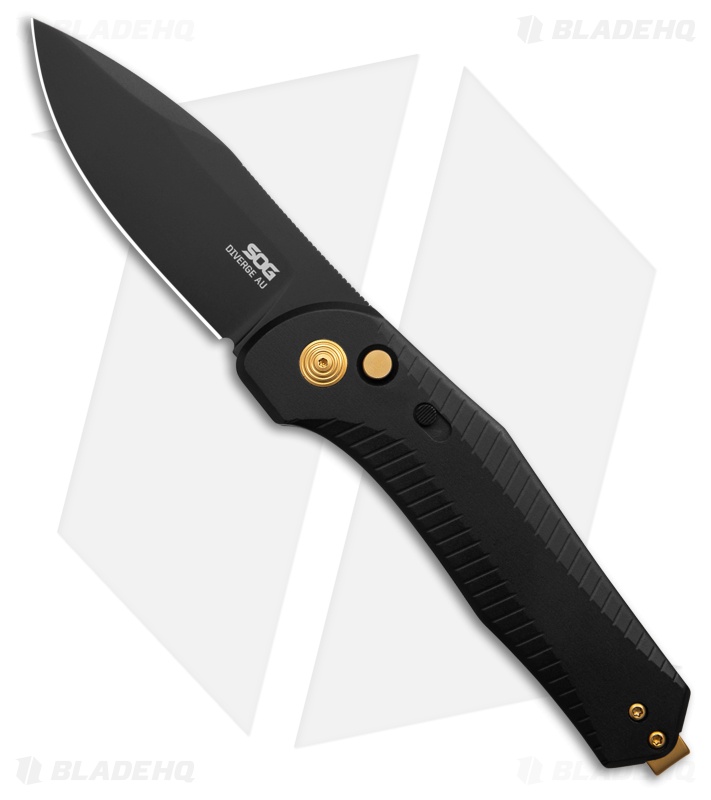 SOG Diverge AU Automatic Knife Black Aluminum (3" Black PVD D2)
