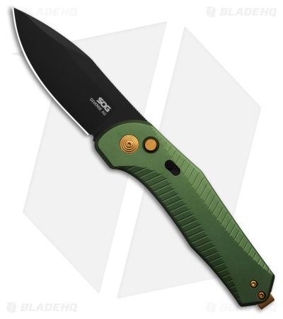 SOG Diverge AU Automatic Knife Green Aluminum (3" Black PVD D2)