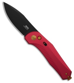 SOG Diverge AU Automatic Knife Red Aluminum (3" Black PVD D2)