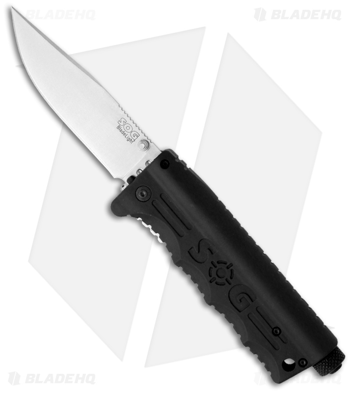 SOG Blade-Light Liner Lock Knife Green LEDs (3.9" Satin) BLT52-N