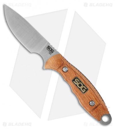 SOG Huntspoint Skinning Knife Fixed S30V Blade / Wood (3.6" Satin Plain) HT013L