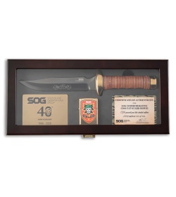 Sog SOG 40th Anniversary Fat Guard Bowie Fixed Blade Knife Brown Leather (6.1" PVD) - $399.99 at Blade HQ