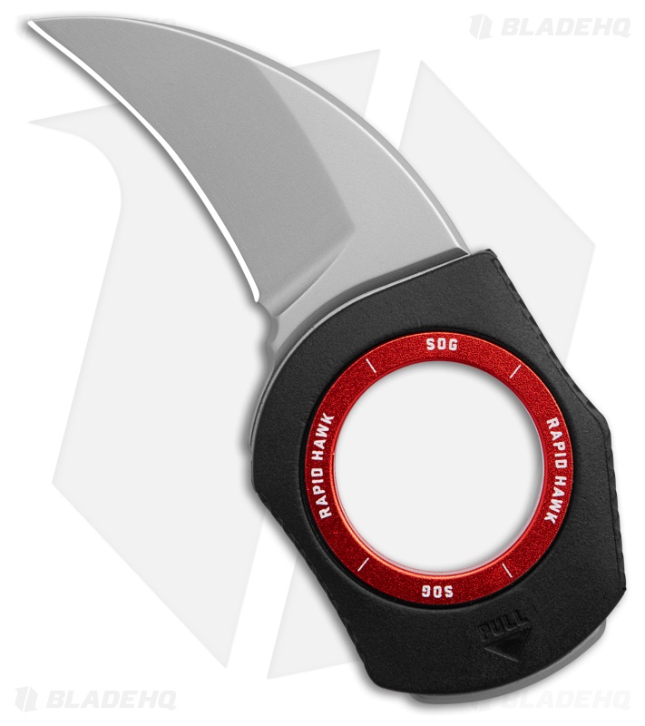 SOG Rapid Hawk Fixed Blade Knife Black/Red Polymer (Satin)