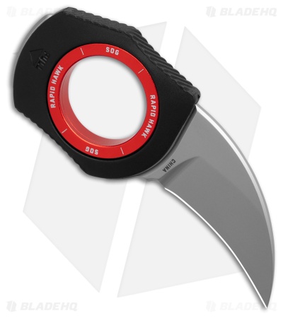 SOG Rapid Hawk Fixed Blade Knife Black/Red Polymer (Satin)