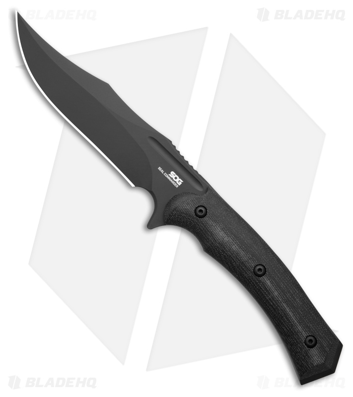 SOG SEAL Commander Fixed Blade Knife Black Micarta (5.25" Black PVD)