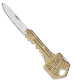 SOG Brass Key Lockback Knife Keychain Utility (1.5&quot; Satin) KEY102 | 22926