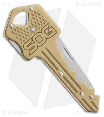 SOG Brass Key Lockback Knife Keychain Utility (1.5" Satin) KEY102