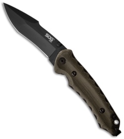 SOG Kiku Folder Small Folding Knife (3.5" Black Plain) KU-1002