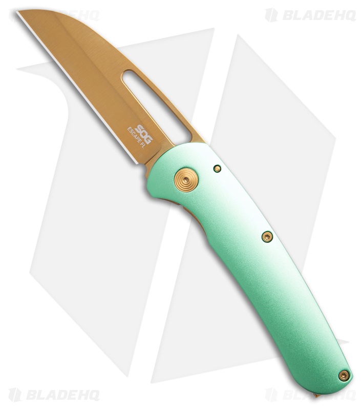 SOG Escape FL Blue Steel Sheepsfoot Gold 9Cr