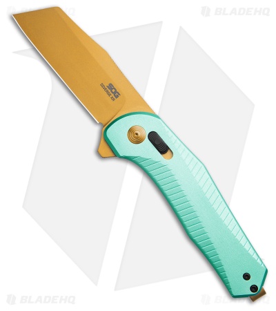SOG Diverge Wharncliffe XR Lock Knife Light Blue Aluminum (3" Gold)