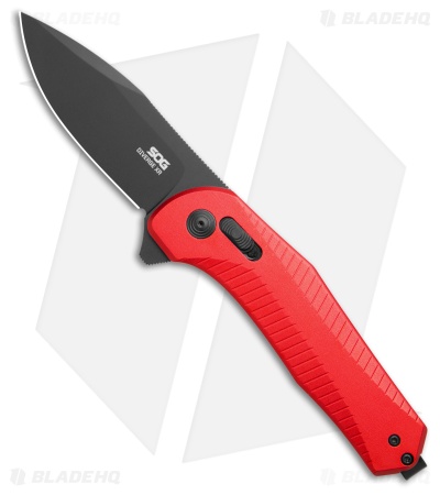 SOG Diverge Drop Point XR Lock Knife Red Aluminum (3" Black)