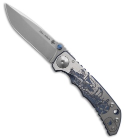 Spartan Blades Harsey Frame Lock Knife Viking Longboat Titanium (4" Stonewash)