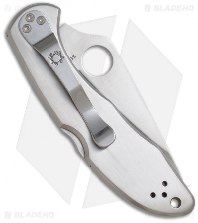 Spyderco Delica 4 Knife Stainless Steel SS Folder (2.88" Satin Serr) C11PS