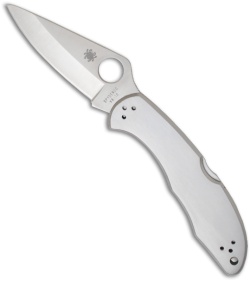 Spyderco Delica 4 Knife Stainless Steel SS Folder (2.88" Satin Plain) C11P