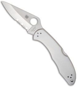 Spyderco Delica 4 Knife Stainless Steel SS Folder (2.88" Satin Serr) C11PS