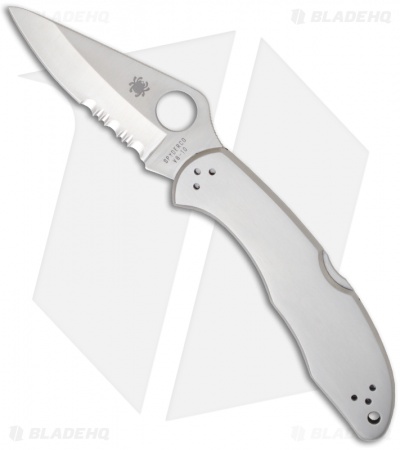 Spyderco Delica 4 Knife Stainless Steel SS Folder (2.88" Satin Serr) C11PS