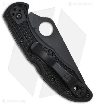 Spyderco Delica 4 Knife Tactical Black FRN Folder (2.88" Black Serr) C11PSBBK