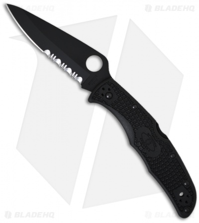 Spyderco Endura 4 Knife Tactical Black FRN Folder (3.75" Black Serr) C10PSBBK