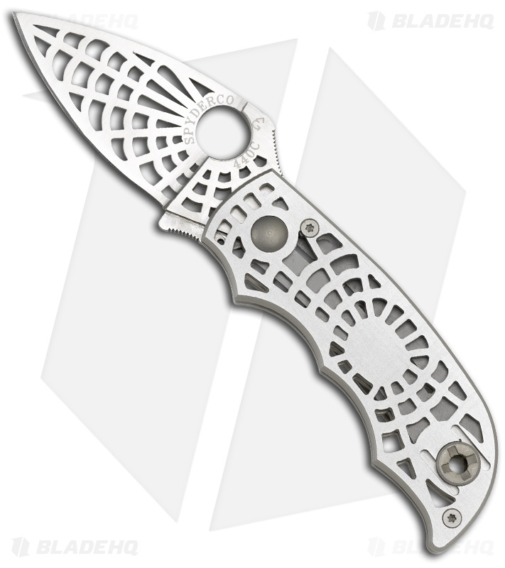 Spyderco "S" Silver Folding Knife (Satin Plain) C109SLP