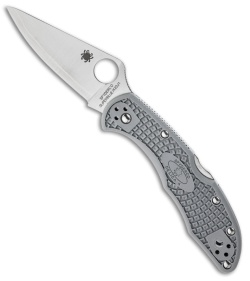 Spyderco Delica Aogami Super Blue Knife Gray FRN (2.88" Satin) C11FPGYE