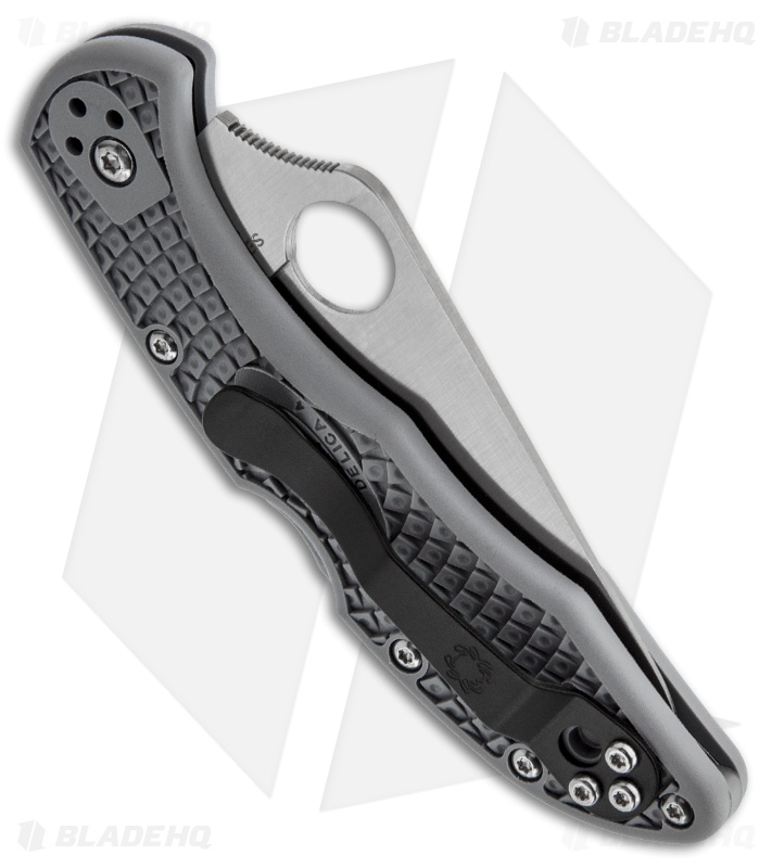Spyderco Delica Aogami Super Blue Knife Gray FRN (2.88" Satin) C11FPGYE