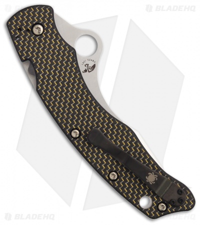 Spyderco Szabo Folder Gold Lined Carbon Fiber (4.6" Satin) C146CFP