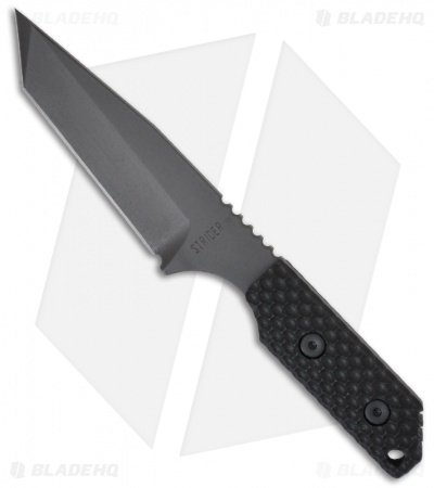 Strider Knives DB-L GG Tanto Fixed Blade Knife w/ Black Gunner Grip (4.1" Black)