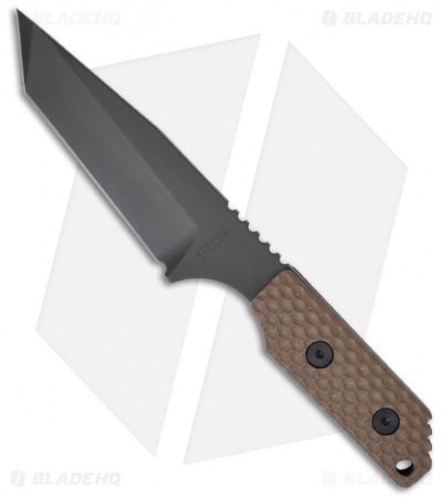 Strider Knives DB-L GG Tanto Fixed Blade Knife w/Coyote Gunner Grip (4.1" Black)