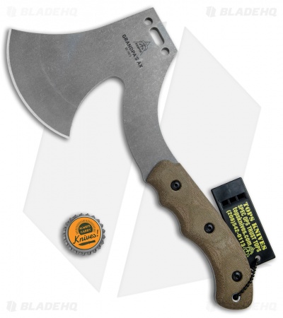 TOPS Knives Grandpa's  Ax 11" Hatchet Green Micarta (Tumbled) GRAX-01