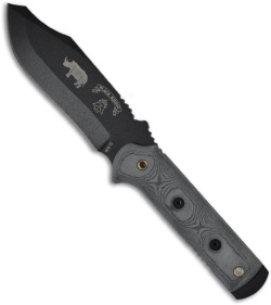 TOPS Knives Black Rhino Micarta Fixed Blade Knife (5" Black Plain) BRM-101