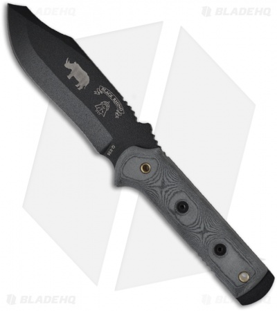 TOPS Knives Black Rhino Micarta Fixed Blade Knife (5" Black Plain) BRM-101