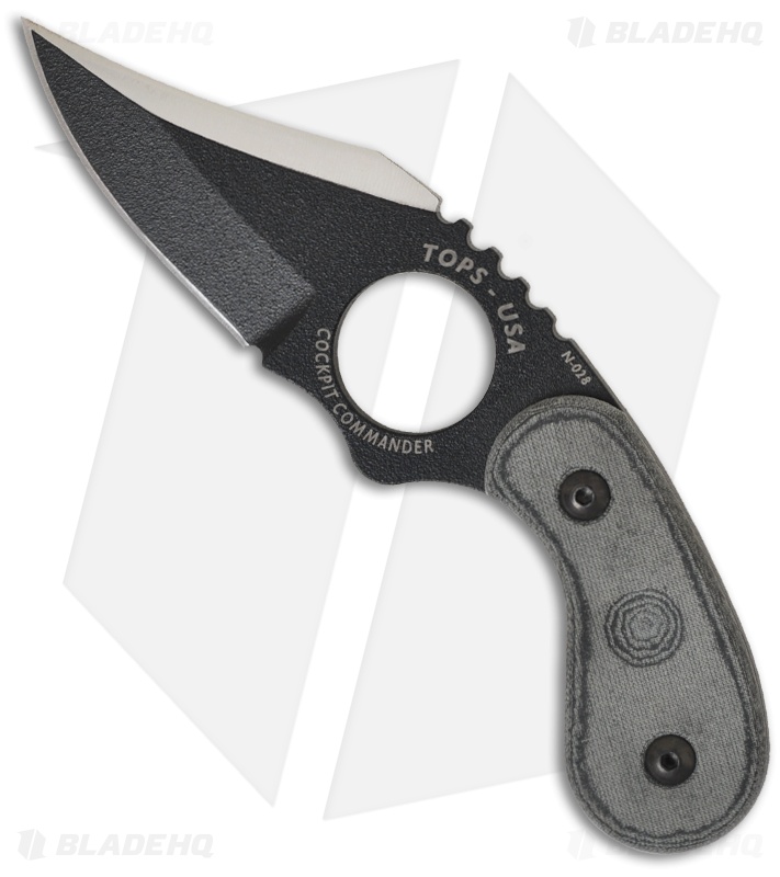 TOPS Knives Cockpit Commander Fixed Blade Knife Micarta (2.25" Black) CC2002