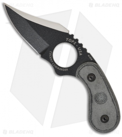 TOPS Knives Cockpit Commander Fixed Blade Knife Micarta (2.25" Black) CC2002