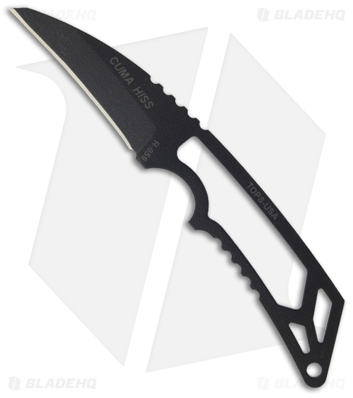 TOPS Knives Cuma Hiss Neck Knife (2.5" Black) HISS-01