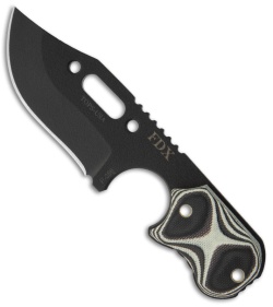 TOPS Knives FDX-02 Knife Fixed Blade Black/White G-10 (3" Black Plain)