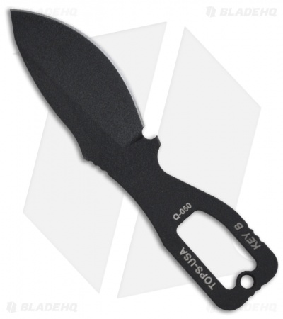 TOPS Knives Key B Fixed Blade Knife (2.5" Black Plain) KEY-B